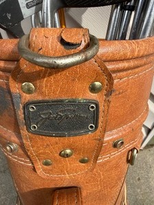 Vintage  Jack Nickolas Leather bag & Various Clubs. Collectors Item