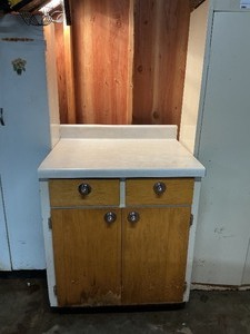 Vintage Cabinet w Drawers  Utility  Garage Storage