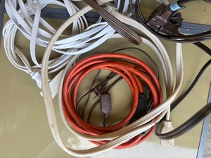 Mixed Electrical Cords, Extension Cables & Wire Bundle  Large Assorted Lot box included