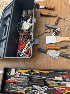 Popular Mechanics tool box and contents.