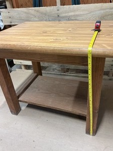 Solid Wood Side Table w Lower Shelf  Rustic End Table