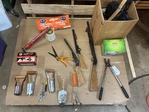 Mixed Tool & Misc Lot  Hand Tools, Loppers, Garden Tools, BBAir Guns, Hardware & More