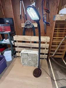 Reading light and square fan both power up