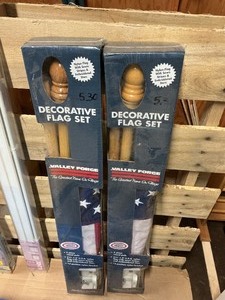 Mixed Household & Hardware Lot  Flag Sets, Light Fixtures, Gym Scooter & More