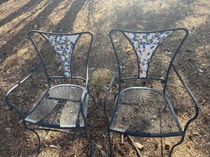 Mediterranean-style mosaic bistro Steel outdoor chairs