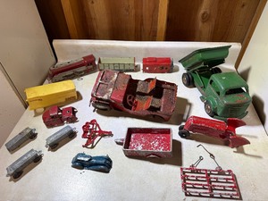 Vintage Toy Trucks & Cars Lot  Pressed Steel, Die-Cast & Classic Play Vehicles