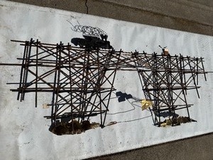 Authentic-  Curtis Jere -Train Bridge Wall Sculpture  Mid-Century Modern Metal Art