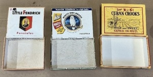 Vintage Cigar Box Lot  Cuban Crooks, White Owl & Little Fendrich  Collectible Boxes