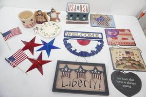 4th of July Decor. Wood, Metal, Slate Decor Slabs, Birdhouse and more