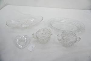 Vintage Anchor Hocking Pieces & EAPG Creamer & Sugar Set