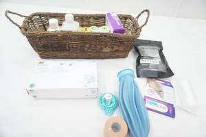 Wicker Storage Basket with Health Supplies