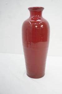 Red Glazed Terracotta Vase 16.5 tall x 6.5 diameter