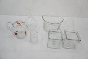Clear Glass Pitcher, Terrarium, Creamer, Vases, Bowl