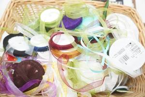 Wicker Basket Full of Ribbon 12x15x8