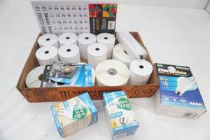 Rolls of Paper, Labels, Light Bulbs and more