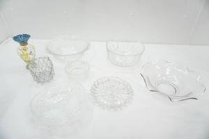 Vintage Clear Glassware-Pressed and Crystal, 2 vases