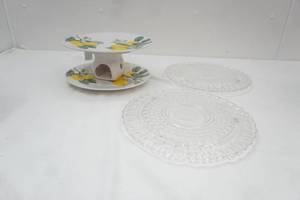 Clear Pressed Glass Cake Plates, Ceramic Pedestal CaKe Plate-Lemon Tree