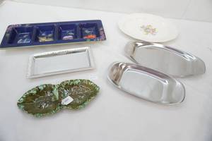 Ceramic & MetalChrome Serving Trays. Some antiquevintage pieces