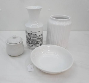 White Glaze Ceramic Covered Canister, Vases, bowl