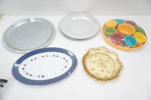Round Metal Serving Tray, Decorative Cake Plates, Poly Platter, Veggie Serving Tray
