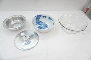 Vintage Ceramic & Glass Serving Bowls, Metal & Glass Casserole Dish