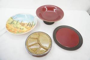 Stoneware Divided Plates, Fruit Bowl & Plate (PartyLite-plate has a crack) Tuscany Bowl