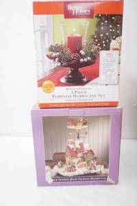 Pedestal Hurricane Set, Victorian Santa House Weather Vane Figurine