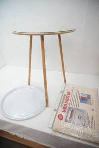 Glass Top Side Table, Large Round Platter, Canvas Storage Box