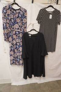 (3ct) NewLike New Womens Dresses. Size  20W, M, 10