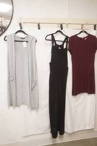 (3ct) NewLike New Black Jumper, Maroon Dress, Grey Sweater Cover. Size L, 6P, L