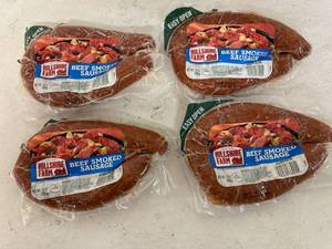 lot 100 image: E. 4x 12oz Hillshire Farm Beef Smoked Sausage