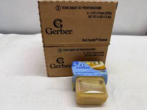 lot 143 image: SSS. 6x 8-8oz 2pks Gerber Baby Food-Pear, Zucchini & Corn