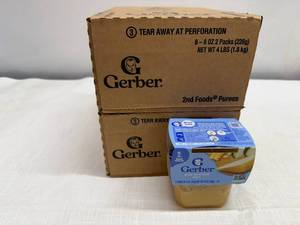 lot 145 image: SSS. 6x 8-8oz 2pks Gerber Baby Food-Pear, Zucchini & Corn