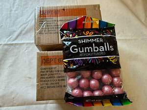 lot 188 image: SSS. 6x4ct- 8oz Bags Shimmer Gumballs-Pink
