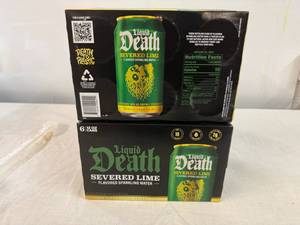 lot 26 image: 2x 6-12oz Cans Liquid Death-Severed Lime