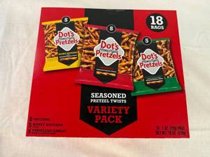 lot 47 image: 18 bags Variety Pack Dots Pretzels