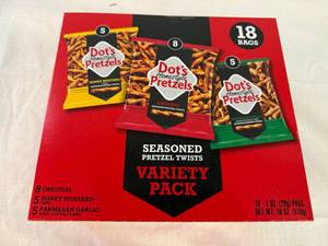 lot 51 image: 18 bags Variety Pack Dots Pretzels