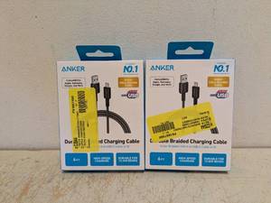 (2) NEW ANKOR DURABLE BRAIDED USB CHARGING CABLE