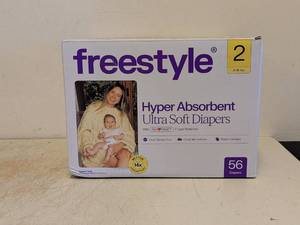 NEW FREESTYLE HYPER ABSORBENT ULTRA SOFT DIAPERS SIZE 2 56PK