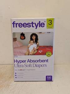 NEW FREESTYLE HYPER ABSORBENT ULTRA SOFT DIAPERS SIZE 3 56PK