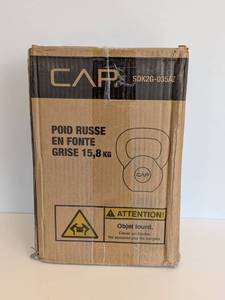 NEW CAP 35 LB GRAY CAST IRON KETTLEBELL