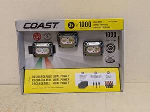 NEW COAST RECHARGEABLE DUAL POWER HEADLAMPS 3PK