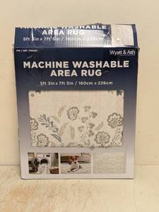 NEW WYATT & ASH MACHINE WASHABLE AREA RUG ZINNIA