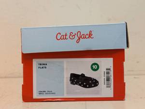 NEW CAT & JACK KIDS TRINA FLATS SIZE 10 BLACK