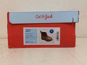 NEW CAT & JACK KIDS TANNER BOOTS SIZE 7 COGNAC