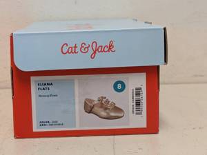 NEW CAT & JACK KIDS ELIANA FLATS SIZE 8 GOLD
