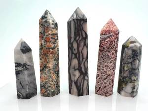 lot 32 image: Variety of Obelisk Crystals - 5-Piece Natural Gemstone Tower Set