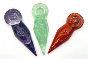 lot 37 image: Goddess Carved Stone Pendants - Set of 3