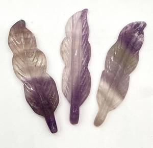 lot 38 image: Amethyst Leaves - 3 Pieces Natural Purple Crystal Leaves