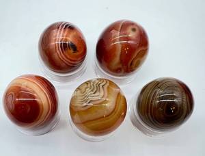 lot 42 image: Agate Spheres - 5-Piece Polished Banding Orbs for Display & Collecting